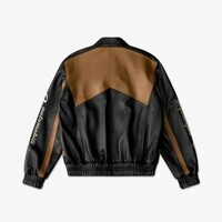 Rhude – Lamborghini Black Leather Bomber Jacket for Men - Thumbnail 1