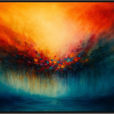 Radiant convergence abstract fire and mist