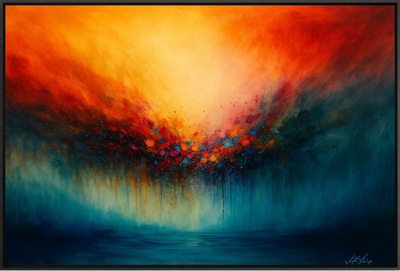 Radiant Convergence Abstract Fire and Mist