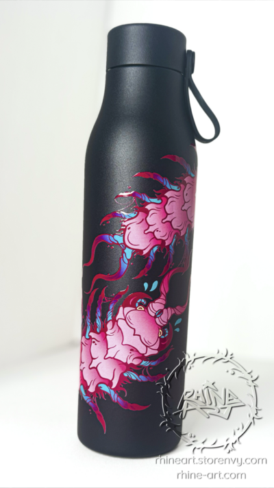 Centipede Water Bottle - Black / Pink