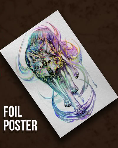 Aurora Wolf - Premium Metallic Poster