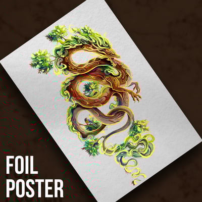 Wood dragon - premium metallic poster - Thumbnail 1