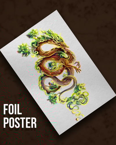 Wood Dragon - Premium Metallic Poster