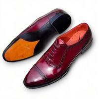 Crafted Leather Men’s Classic Burgundy Leather Dress Shoes - Thumbnail 1