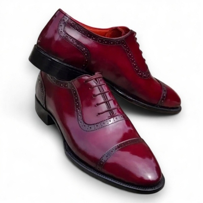 Crafted leather men’s classic burgundy leather dress shoes
