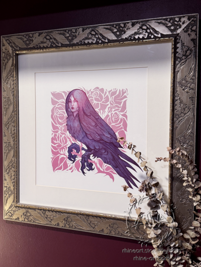 Harpy in the Rosebush - 12 X 12" Print