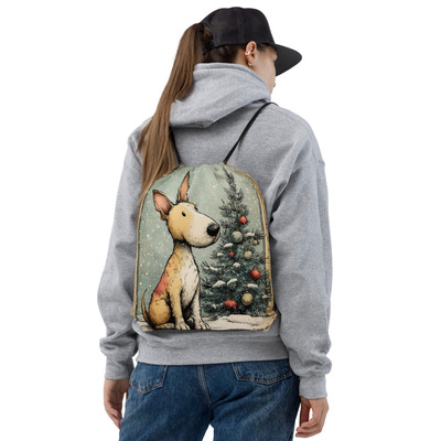 Buddy pup christmas drawstring bag