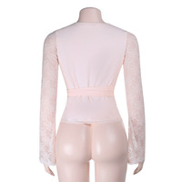 Sexy sheer versatile lace long-sleeved top - Thumbnail 2