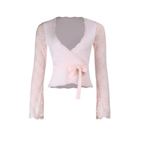 Sexy sheer versatile lace long-sleeved top - Thumbnail 3