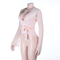 Sexy sheer versatile lace long-sleeved top - Thumbnail 5