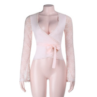 Sexy sheer versatile lace long-sleeved top - Thumbnail 6