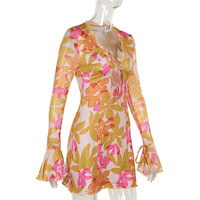 Pastoral style casual printed long-sleeved dress - Thumbnail 2