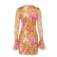 Pastoral style casual printed long-sleeved dress - Thumbnail 6