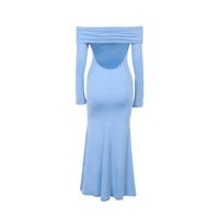 Sexy design off-the-shoulder backless dress - Thumbnail 1