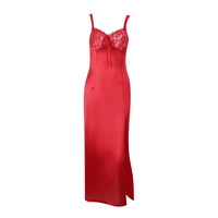 Sexy, figure-hugging satin slip dress with a slit - Thumbnail 2