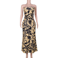 Vacation style sexy backless long dress with printed spaghetti straps - Thumbnail 2