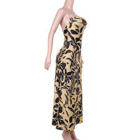 Vacation style sexy backless long dress with printed spaghetti straps - Thumbnail 3