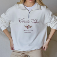 Winner Vibes Quarter Zip Lapel Pullover Sweatshirt - Thumbnail 3