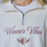 Winner Vibes Quarter Zip Lapel Pullover Sweatshirt - Thumbnail 4