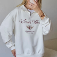 Winner Vibes Quarter Zip Lapel Pullover Sweatshirt - Thumbnail 5