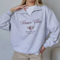 Winner Vibes Quarter Zip Lapel Pullover Sweatshirt - Thumbnail 6