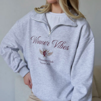 Winner Vibes Quarter Zip Lapel Pullover Sweatshirt - Thumbnail 7