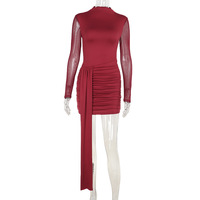 Sexy form-fitting dress with mesh paneling and a bodycon silhouette - Thumbnail 6