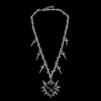 Gothic Heart Thorn Bramble Cross Chain Choker Necklace - Thumbnail 3