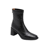 Geniune leather high-heeled elastic soft sole retro thick-heeled boots 2 colors - Thumbnail 6