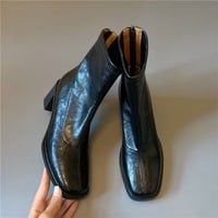 Geniune leather high-heeled elastic soft sole retro thick-heeled boots 2 colors - Thumbnail 2