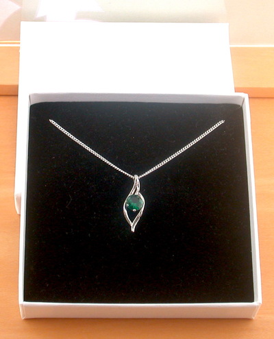 BOXED GIFT|Emerald (Lab Created) Pendant & 18" Sterling Silver Chain/Emerald Necklace/Emerald Jewelry/Emerald Jewellery/May Birthstone/925