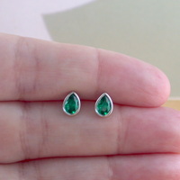 BOXED GIFT SET|Emerald (Lab Created) Pendant & 18" Sterling Silver Chain/Emerald Necklace/Emerald Earrings/Emerald Jewellery/May Birthstone - Thumbnail 6