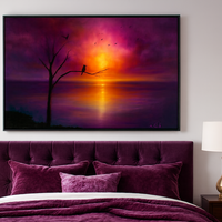 Sunset Serenity Vibrant Tree Silhouette Over Reflective Water - Thumbnail 3