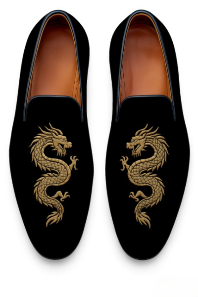 Crafted Leather Classic DRAGON Black Velvet Loafers Shoes BOTH FOR MEN/WOMEN AVAILABLE ALL SIZE