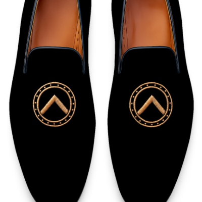 Crafted leather classic spartan shield black velvet loafers shoes both for men/women available all size - Thumbnail 2