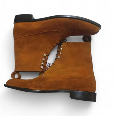 Crafted leather men’s classic brown suede leather ankle high boot lace up boot