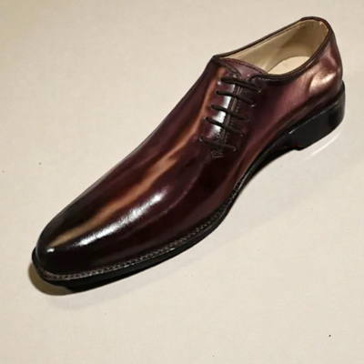 Crafted leather men’s classic burgundy leather side laces dress shoes