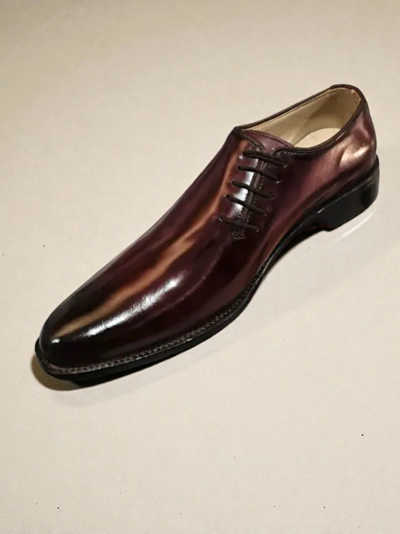Crafted Leather Men’s Classic Burgundy Leather Side Laces Dress Shoes