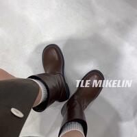 Women's round-toe mid-calf boots with thick heels 2 colors - Thumbnail 4