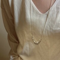 Sterling Silver Snake Chain Necklace with Sliding Beads, Adjustable Length, Modern Minimalist Design - Thumbnail 2