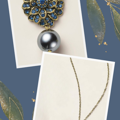 Pearly blue lotus necklace