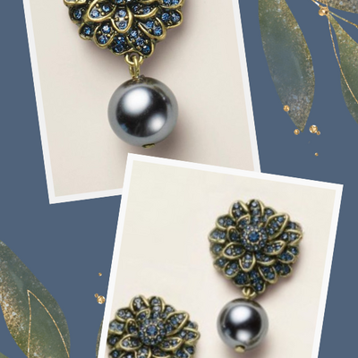 Pearly blue lotus earrings