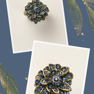 Pearly blue lotus ring