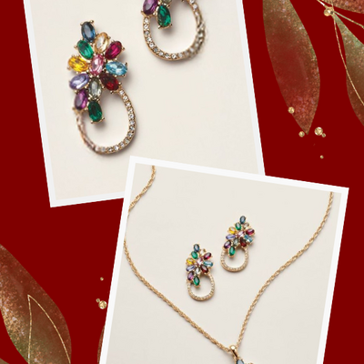 Cascading bouquet necklace & earring set