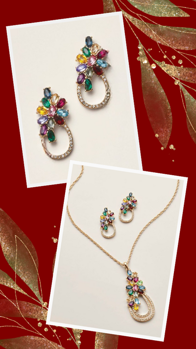 Cascading Bouquet Necklace & Earring Set