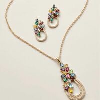 Cascading Bouquet Necklace & Earring Set - Thumbnail 1