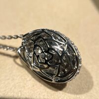 SS925 Sterling Silver Jewelry Set with Grey Pearls Moissanite Diamond Halo Design, 3-Piece Necklace Earrings Ring Set - Thumbnail 4