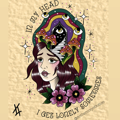 Rks art print “i get lonely in my heads sometimes” 