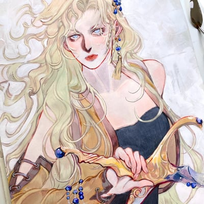 Celes chere original gouache painting 