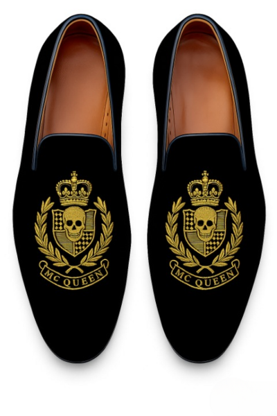 Crafted Leather Velvet Loafers Men Shoes Black Custom Made